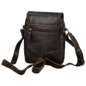 Pánská kožená crossbody taška tmavě hnědá - Greenwood Olivier