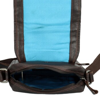 Pánská kožená crossbody taška tmavě hnědá - Greenwood Olivier