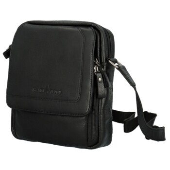 Pánská kožená crossbody taška černá - Greenwood Vaios