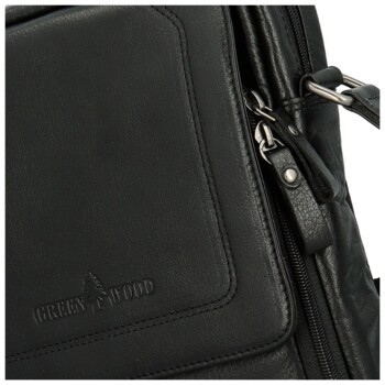 Pánská kožená crossbody taška černá - Greenwood Vaios