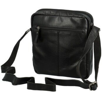 Pánská kožená crossbody taška černá - Greenwood Vaios