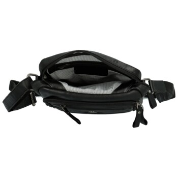 Pánská kožená crossbody taška černá - Greenwood Vaios