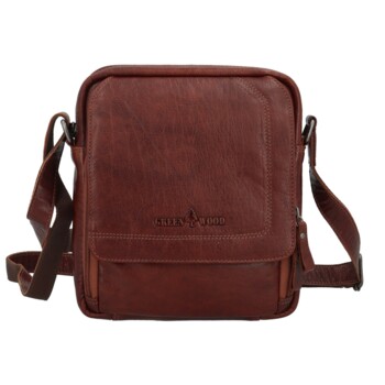 Pánská kožená crossbody taška hnědá - Greenwood Vaios