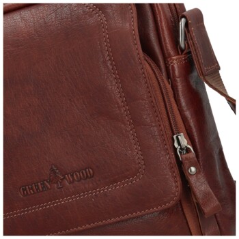 Pánská kožená crossbody taška hnědá - Greenwood Vaios