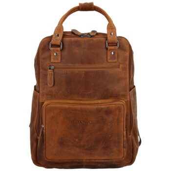 Pánský kožený batoh camel - Greenwood Rufus