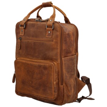 Pánský kožený batoh camel - Greenwood Rufus
