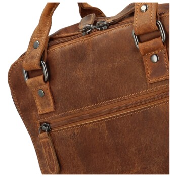 Pánský kožený batoh camel - Greenwood Rufus