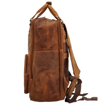 Pánský kožený batoh camel - Greenwood Rufus
