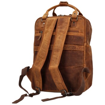 Pánský kožený batoh camel - Greenwood Rufus