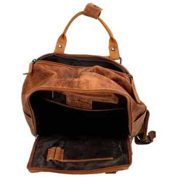 Pánský kožený batoh camel - Greenwood Rufus