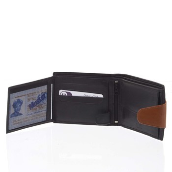 Pánská kožená peněženka černo hnědá - Delami 11816