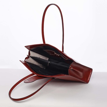 Elegantní a módní dámská kožená kabelka červená - ItalY Alison