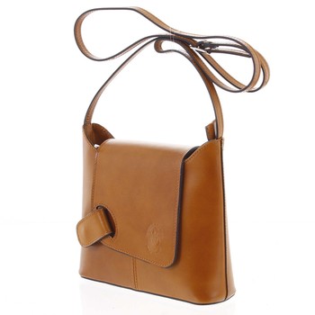 Dámská kožená crossbody kabelka koňaková - ItalY Misty Dark