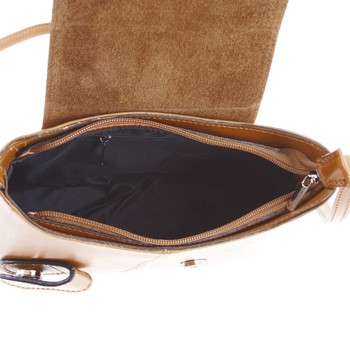 Dámská kožená crossbody kabelka koňaková - ItalY Misty Dark