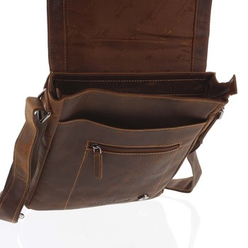 Pánská kožená taška khaki - Greenwood Maroon