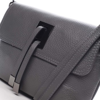 Dámská kožená crossbody kabelka šedá - ItalY Porta