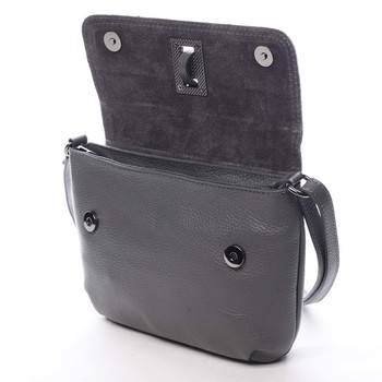 Dámská kožená crossbody kabelka šedá - ItalY Porta