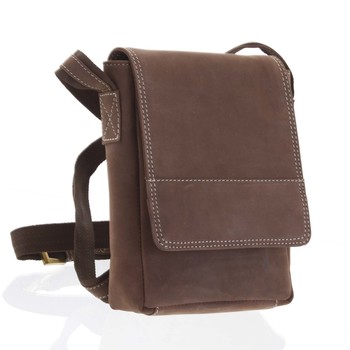 Kožená pánská crossbody taška na doklady hnědá broušená 0213